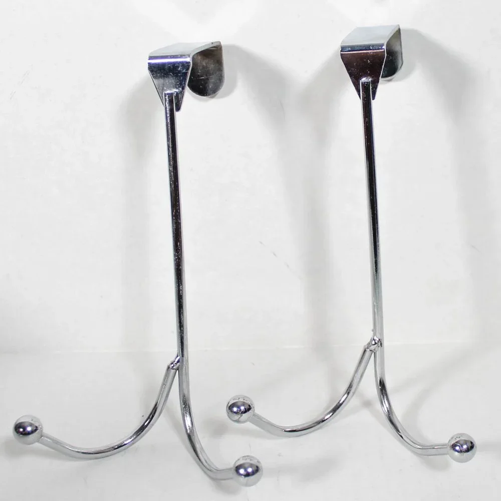 Set of Two NWOT Silver Tone Metal Clothing Coat Hook Robe Hook Over the Door